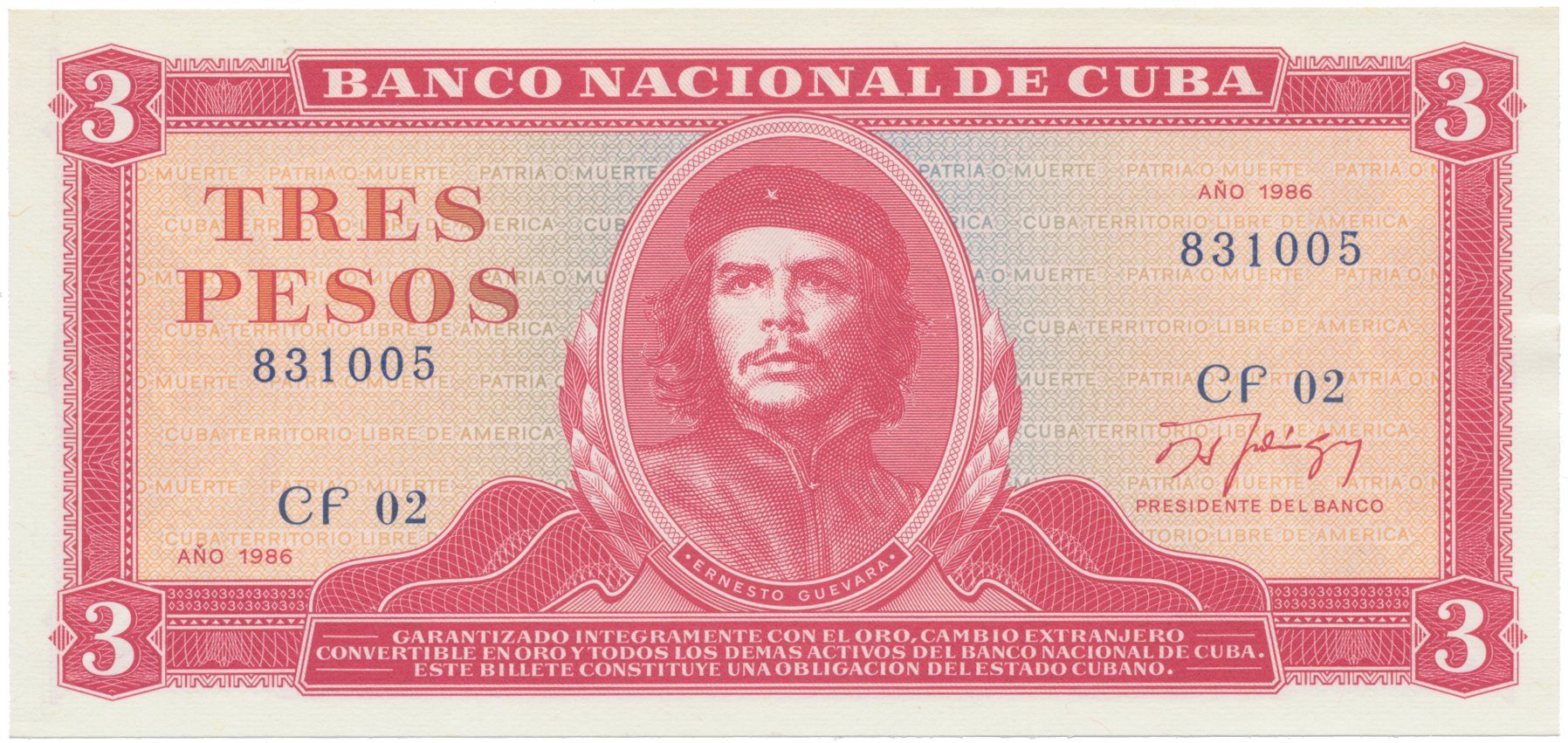 Kuba, 3 Pesos 1986, P.107a