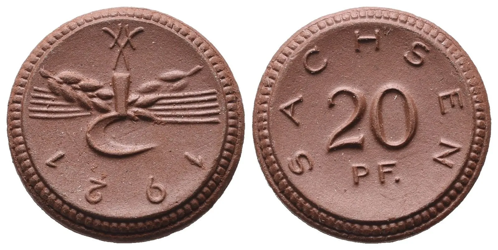 Nouzové ražby, 20 Pfennig 1921 - Sasko