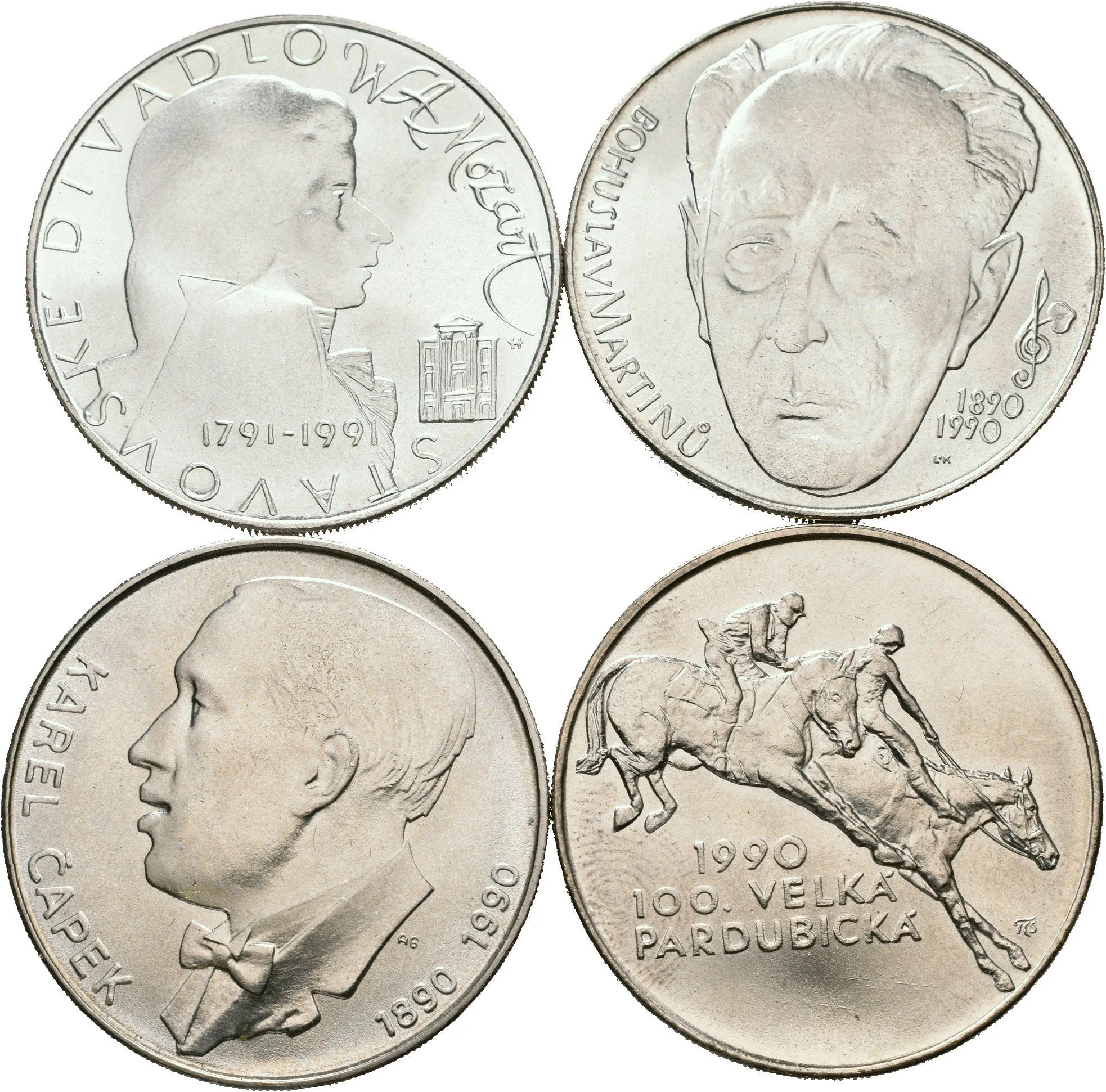 Soubor mincí 100 Kčs 1990 - Velká pardubická, bez punců, — 1