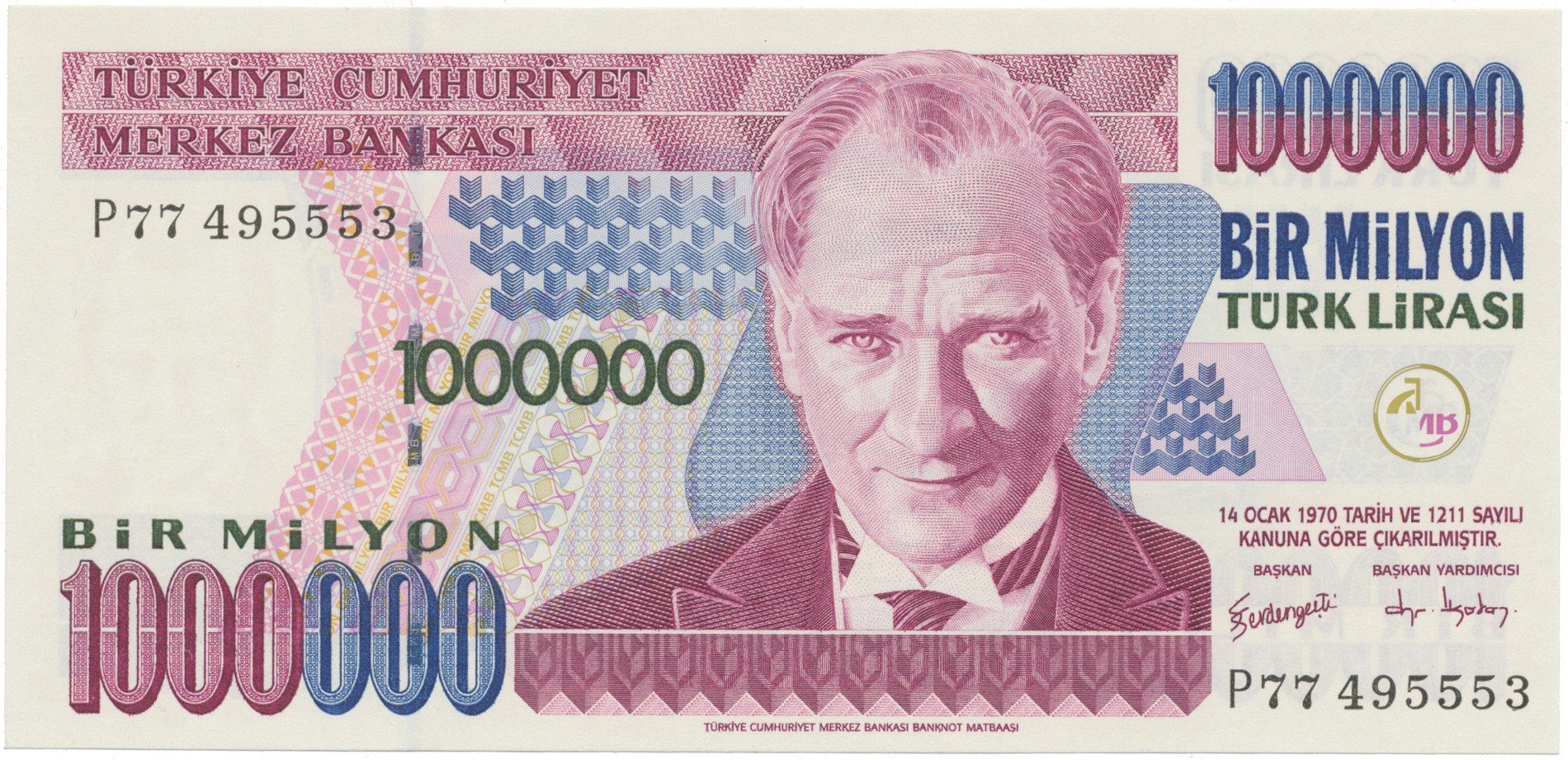 Turecko, 1.000.000 Lira (2002), P.213