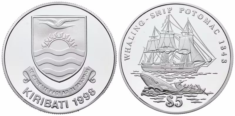 Kiribati, 5 Dollars 1998 - USS Potomac