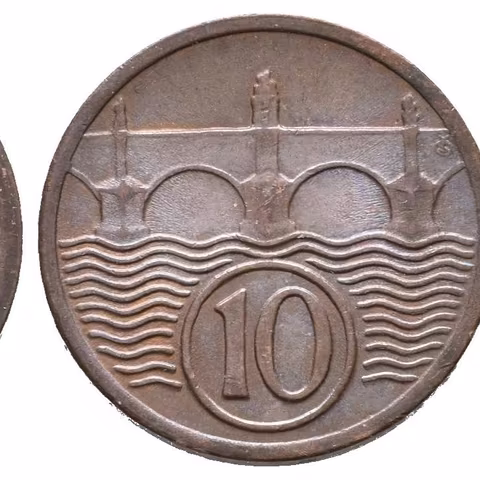 10 Haléř 1935, zbytky lesku, patina_R!