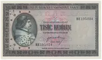 1000 Koruna b.d. (1945), série BE, Hej.76a.S1