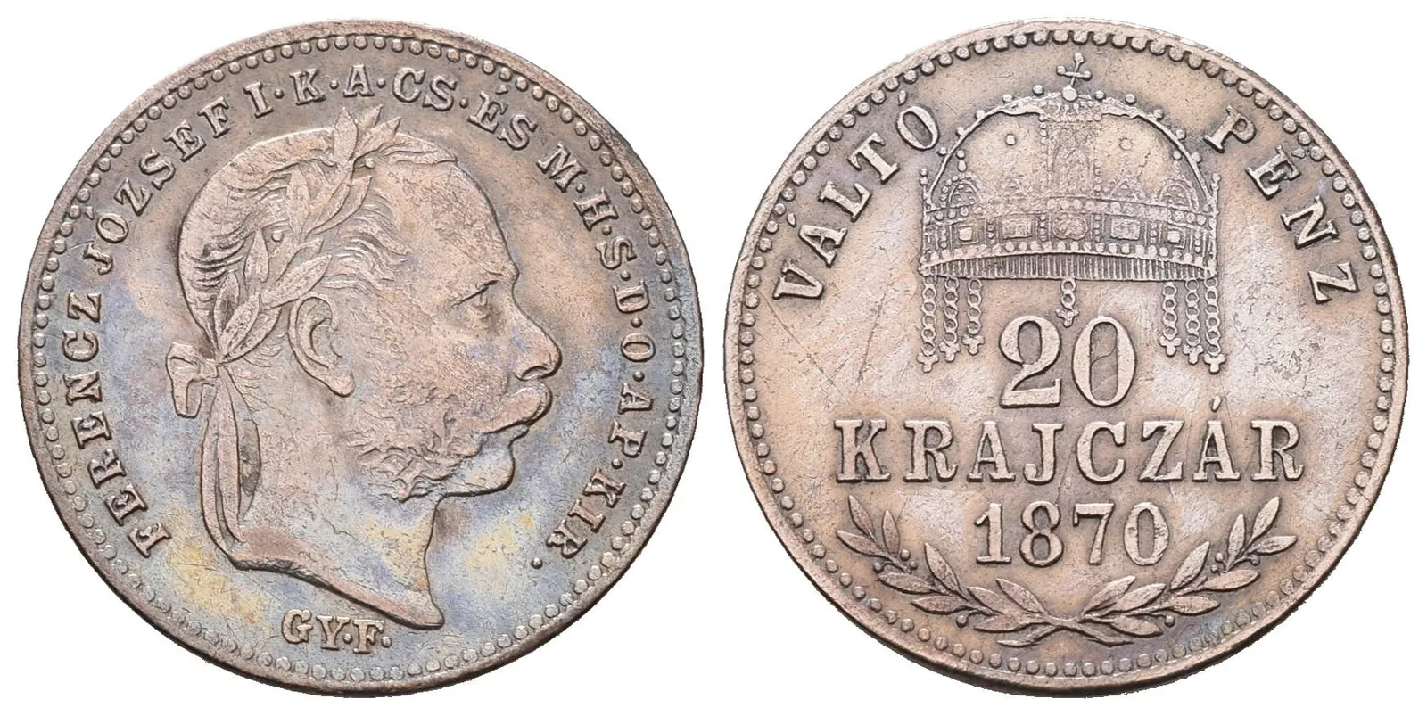 20 Krejcar 1870 GYF