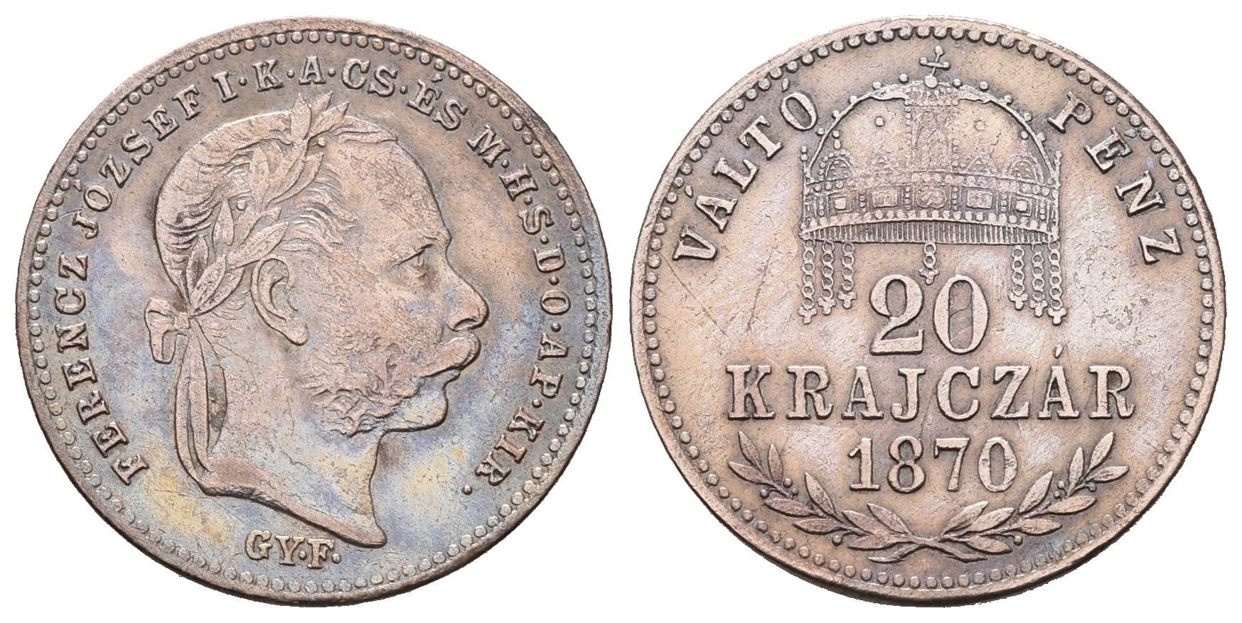 20 Krejcar 1870 GYF