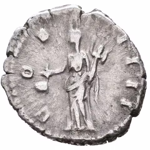 Denár, 152 - 153, Rv: COS IIII, stojící Vesta drží simpulum a palladium,