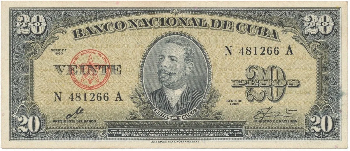 Kuba, 20 Pesos 1960, podpis „Che", P.80c