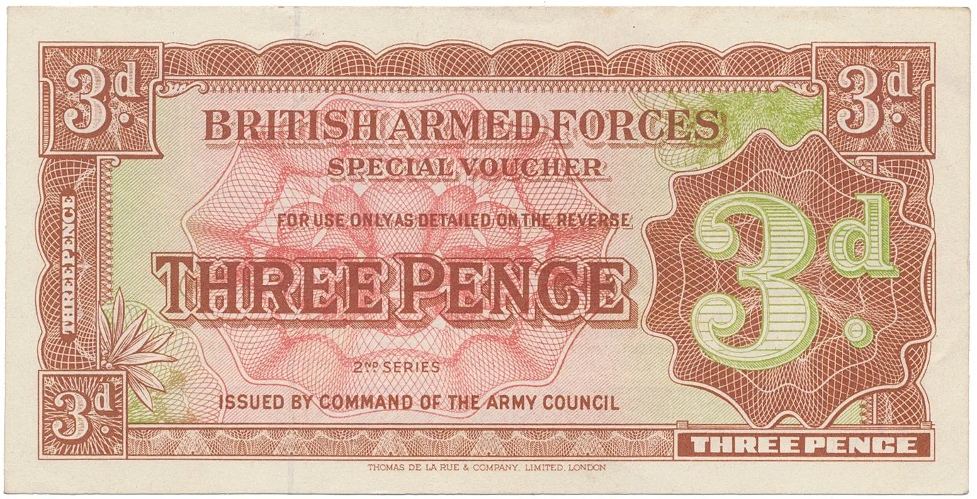 Velká Británie, 3 Pence (1948), BAF - vojenské vydání, P.M16a