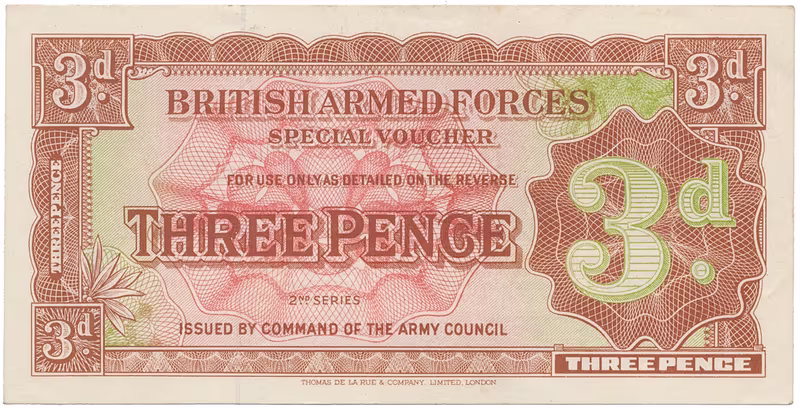 Velká Británie, 3 Pence (1948), BAF - vojenské vydání, P.M16a