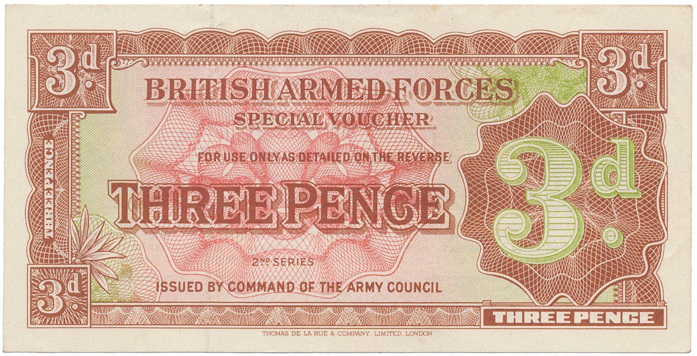 Velká Británie, 3 Pence (1948), BAF - vojenské vydání, P.M16a
