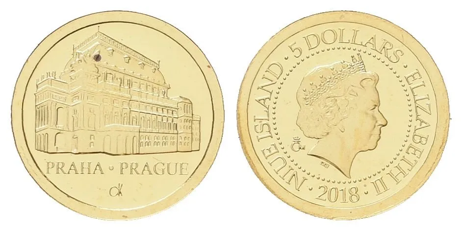 Zlatá mince Praha - dobová pohlednice
