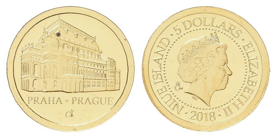 Zlatá mince Praha - dobová pohlednice