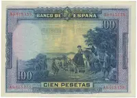 Španělsko, 100 Pesetas 1928, série A, P.76a - fotografie 2