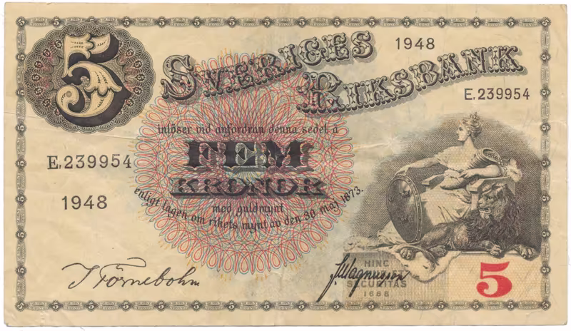 Švédsko, 5 Kronor 1952, P.33ai