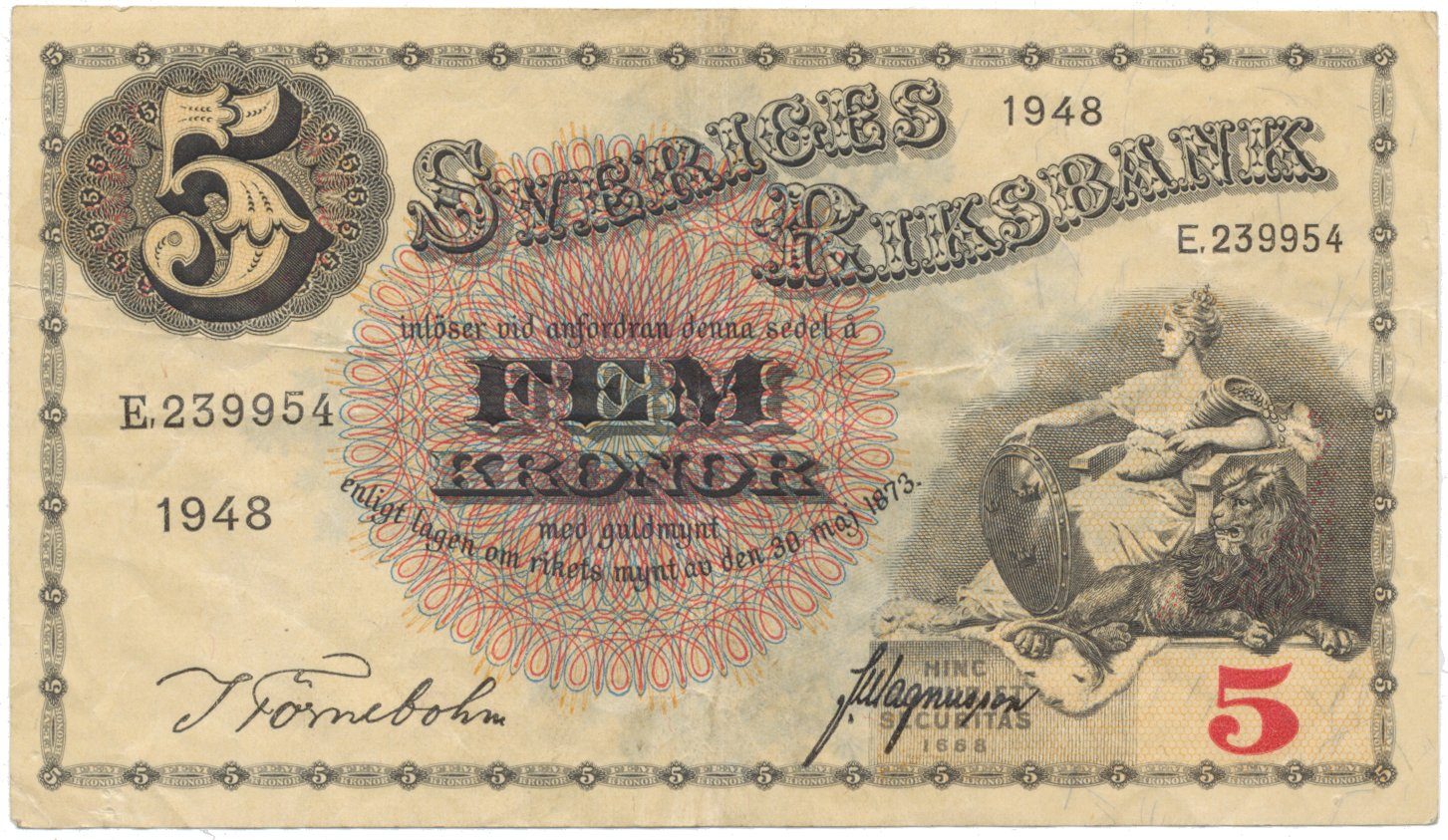 Švédsko, 5 Kronor 1952, P.33ai