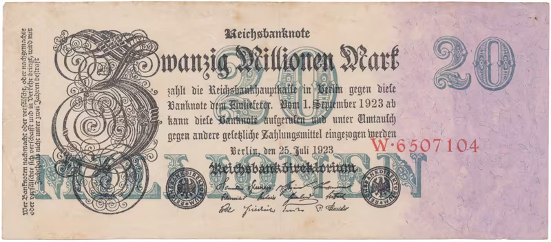Německo, 20 Millionen Mark 1923, Ro.96a
