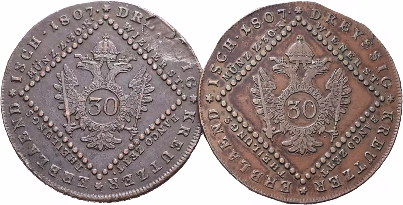 František II., 30 Krejcar 1807 A, 1807 B