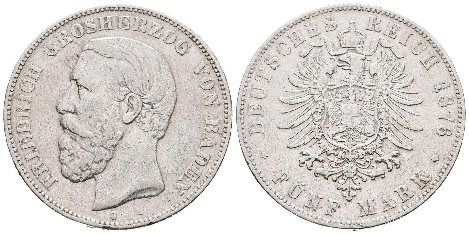 5 Marka 1876 G, J.27, patina, škr. a hranky — 1