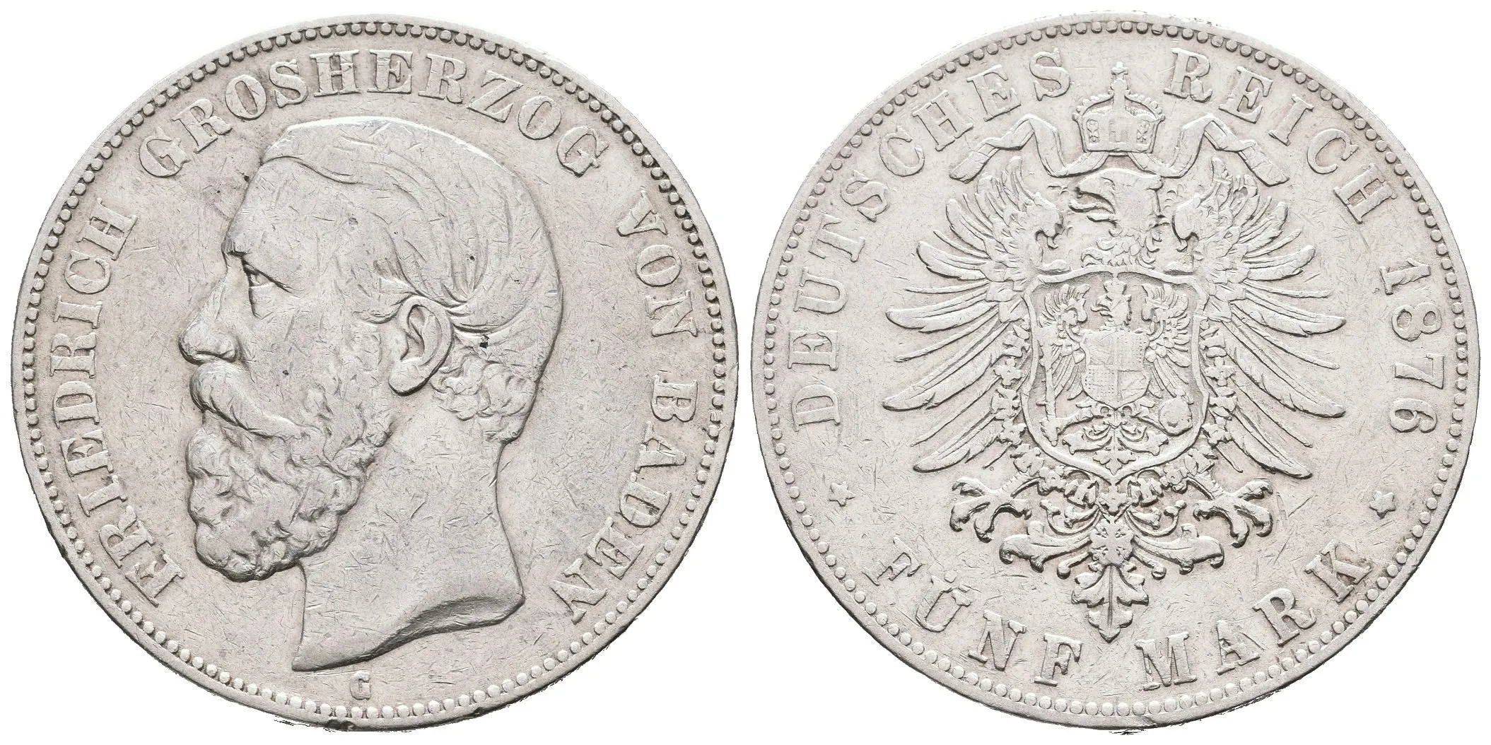 5 Marka 1876 G, J.27, patina, škr. a hranky — 1