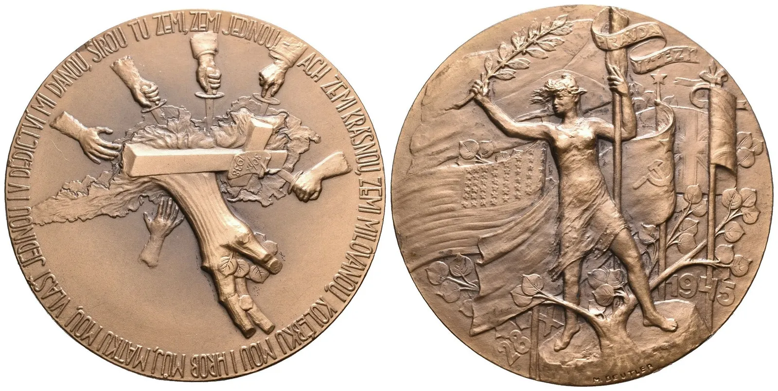 Sada medailí AE Medaile 1938 - Mnichovská dohoda. Bronz 55 mm + — 1