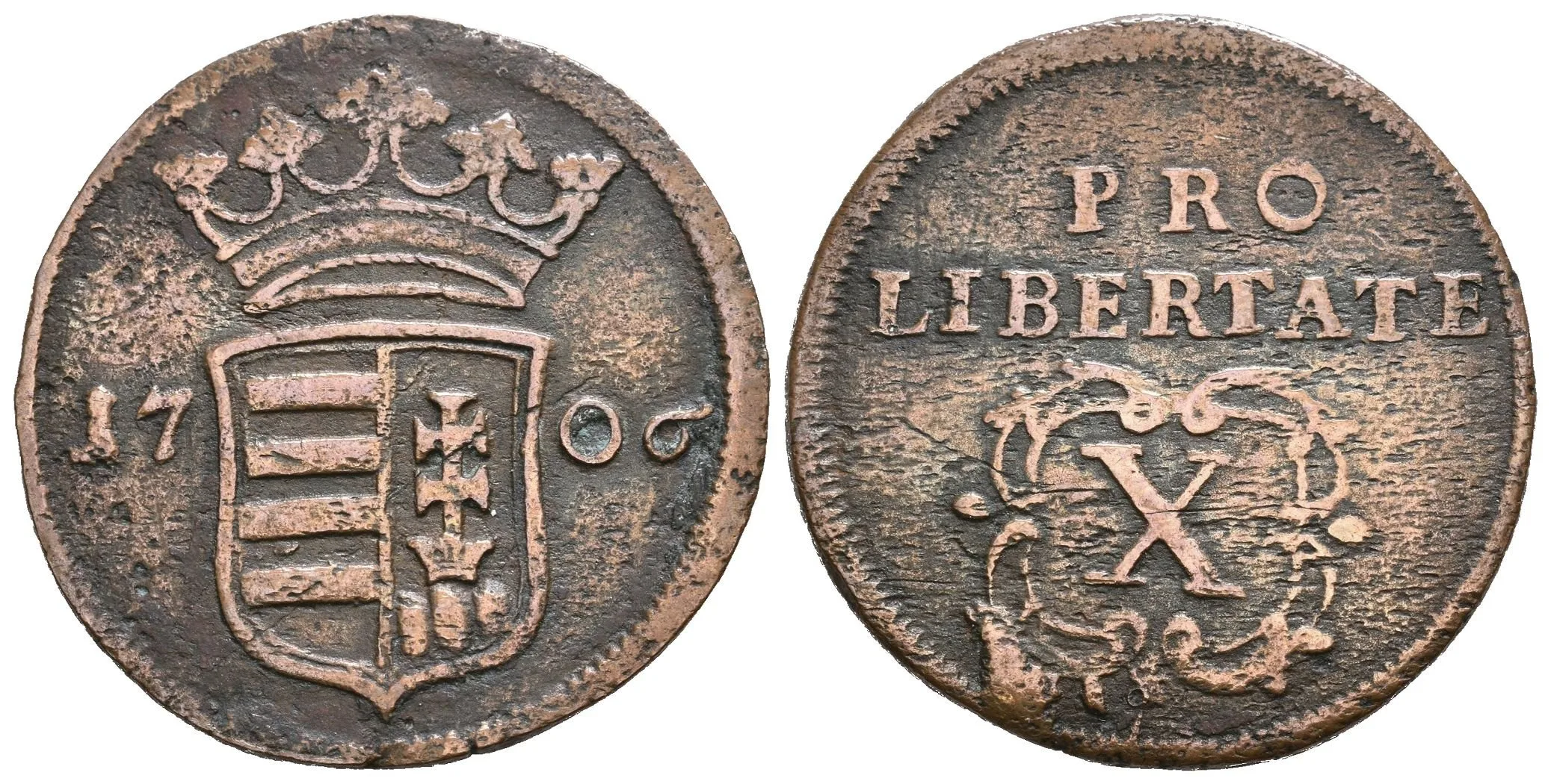 X Poltura 1706, Kremnica, Husz.1535, patina, vady střížku — 1