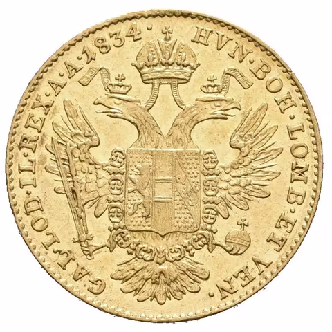 Dukát 1836 E, Karlsburg, Husz.1937, ražební lesk na rev.
