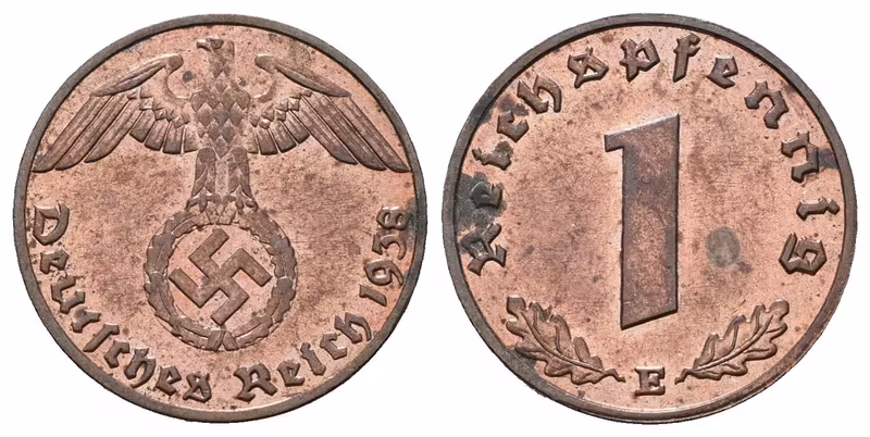 III. říše, 1 Pfennig 1938 E