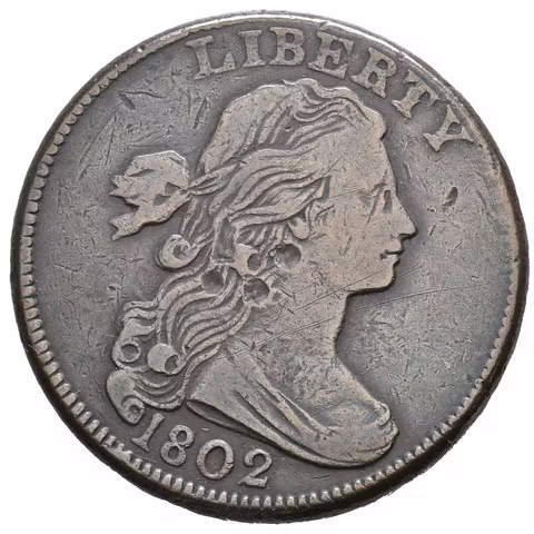 1 Cent 1802, KM.22, pěkná patina, škr. a údery