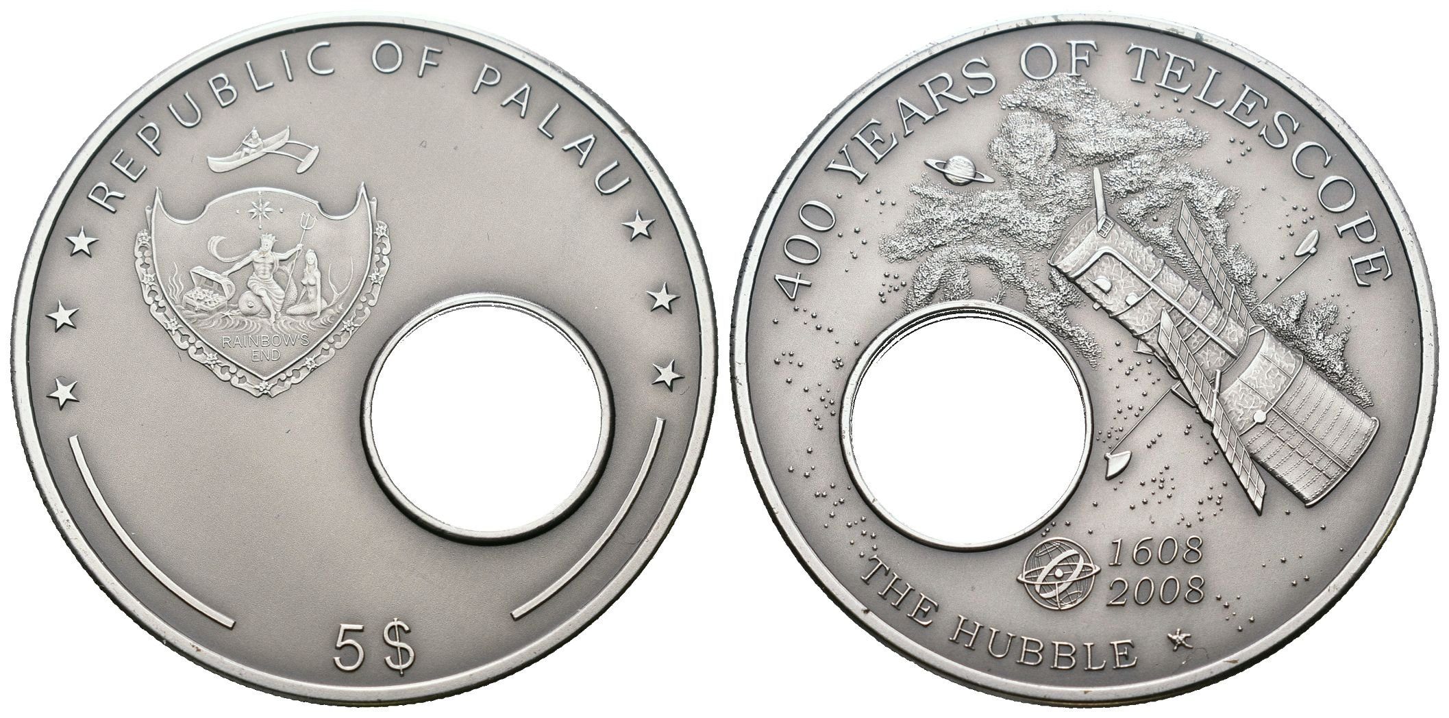 Palau, 5 Dollars 2008 - Hubbleův teleskop