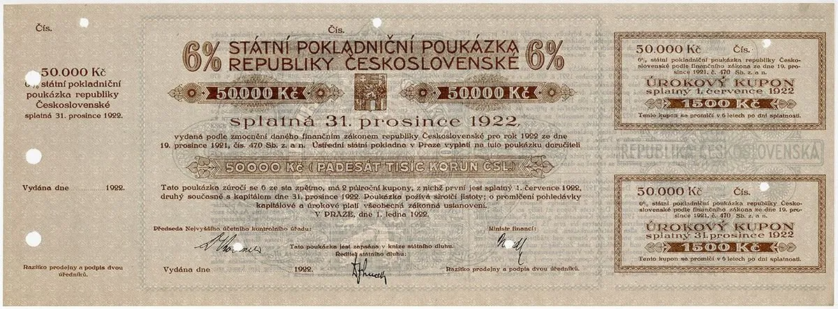 Státní pokladniční poukázky, 1919 - 1939 — 1