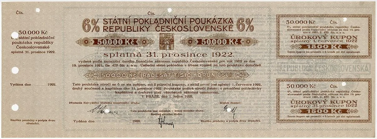Státní pokladniční poukázky, 1919 - 1939 — 1