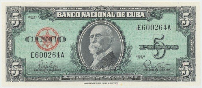 Kuba, 5 Pesos 1960, P.92
