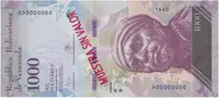 Venezuela, 1000 Bolivares 2016, anulát - MUESTRA SIN VALOR, P.95as