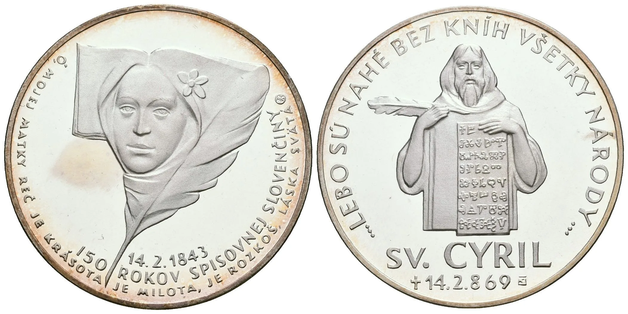 AR Medaile 1993 - 150 let spisovné slovenštiny. Ag 0,900, — 1