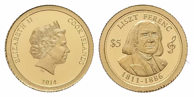 Cook Island, 5 Dollars 2014 - Ferenc Liszt