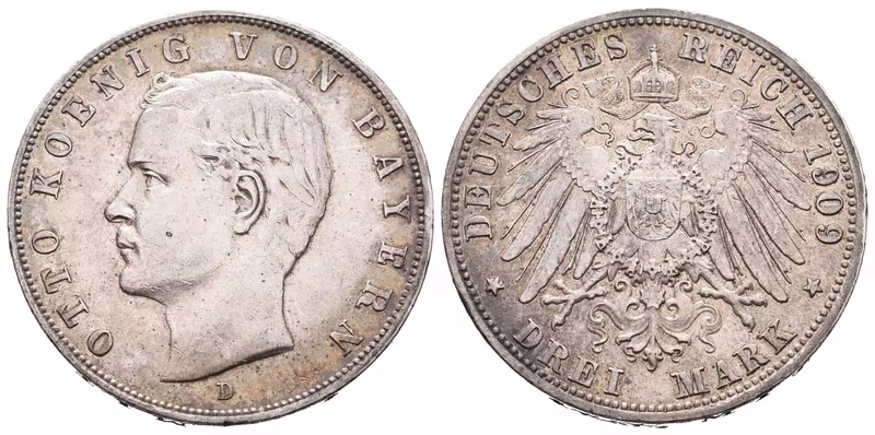 Bavorsko, 3 Marka 1909 D