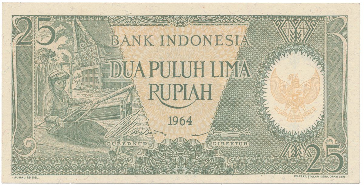 Indonésie, 25 Rupiah 1964, P.95