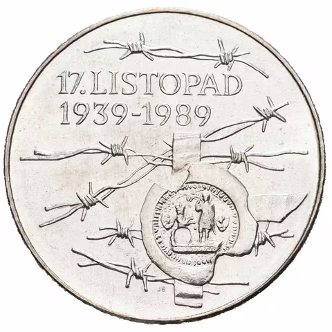 100 Kčs 1989 - 17. listopad 1939, ražební lesk, patina