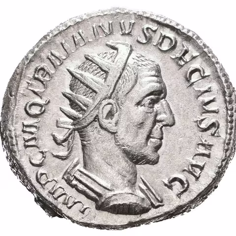 Antoninian, 249 - 251, Rv: VICTORIA AVG, kráčející Victoria doleva drží věnec a palmu,