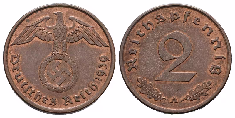 III. říše, 2 Pfennig 1939 A
