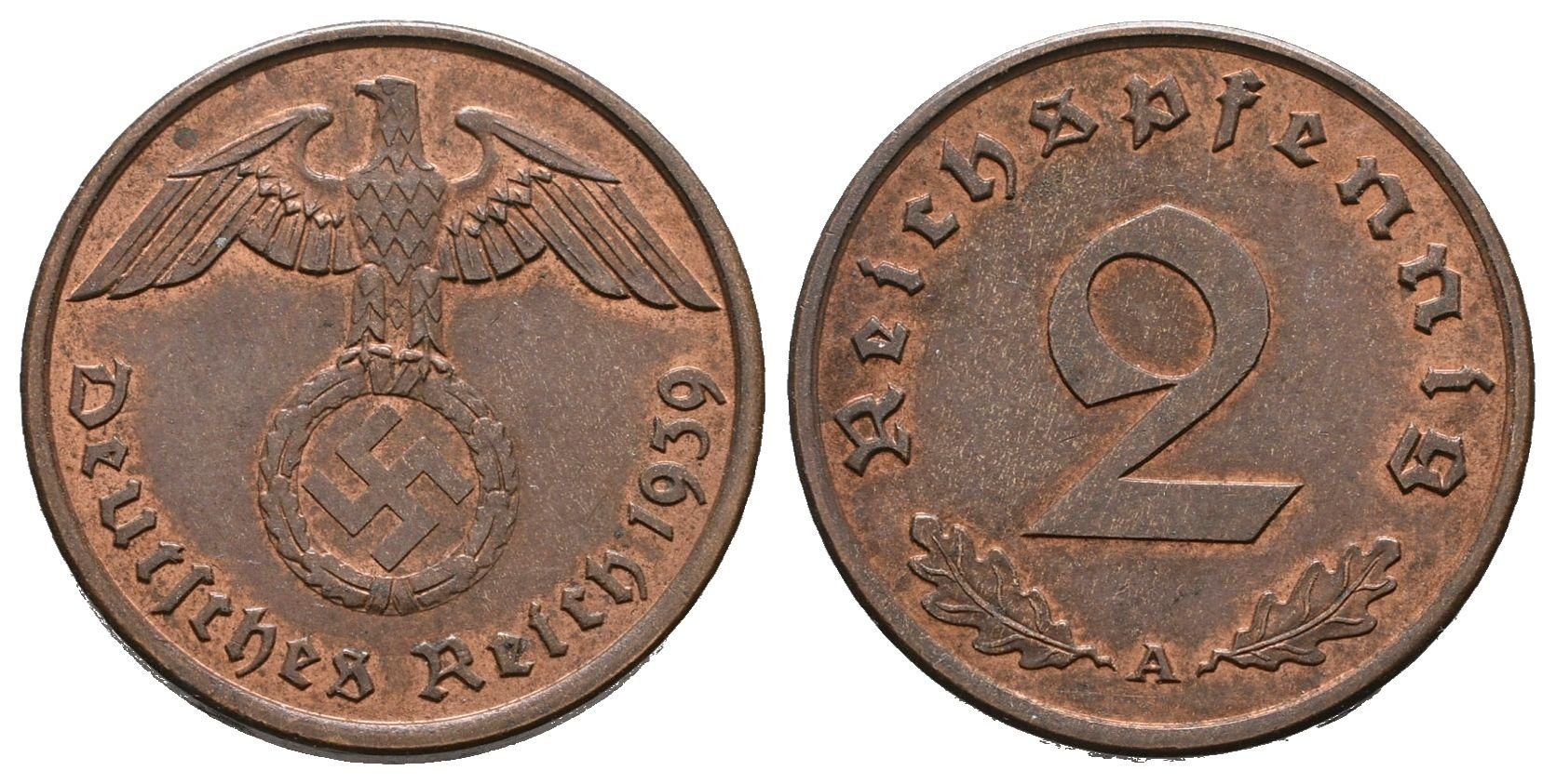 III. říše, 2 Pfennig 1939 A