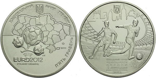 Ukrajina, 5 Griven 2011 - Mistrovství Evropy ve fotbale EURO 2012 - Kiev