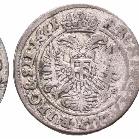 3 Krejcar 1661 GH, Vratislav-Hübner, Hal.1616, patina, vady střížku