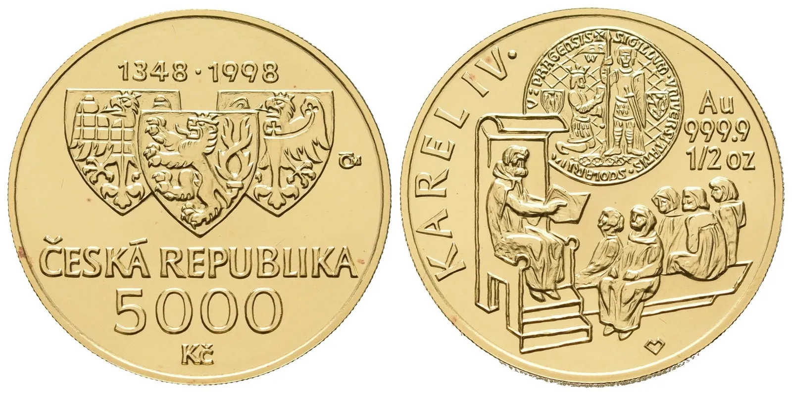5000 Kč 1998 - Karel IV. - Založení University Karlovy
