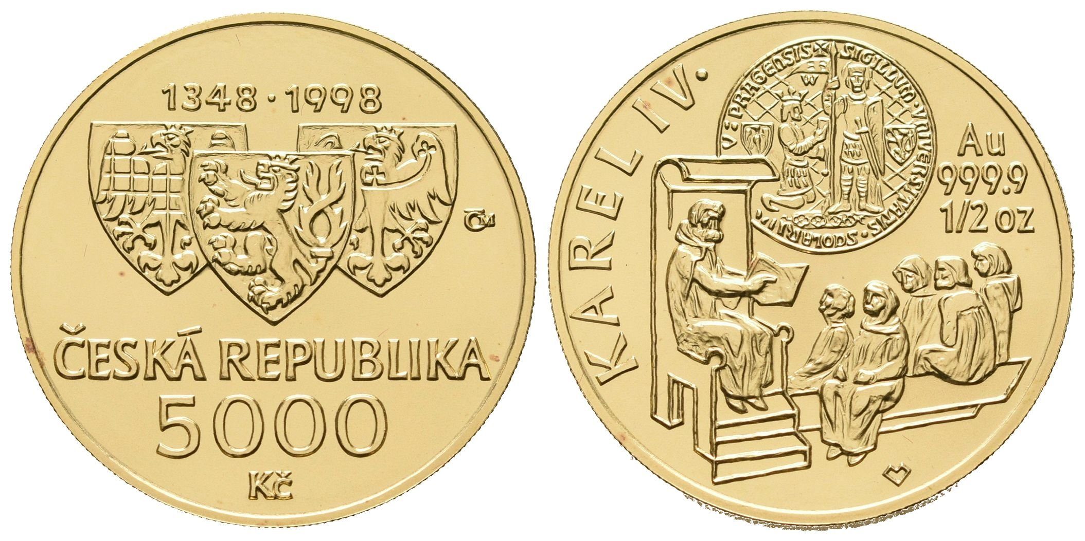 5000 Kč 1998 - Karel IV. - Založení University Karlovy