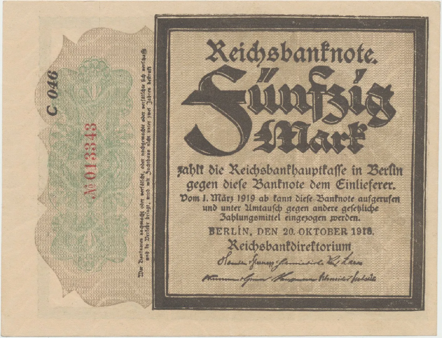 Německo, 50 Mark 1918, "TRAUERSCHEIN", Ro.56a