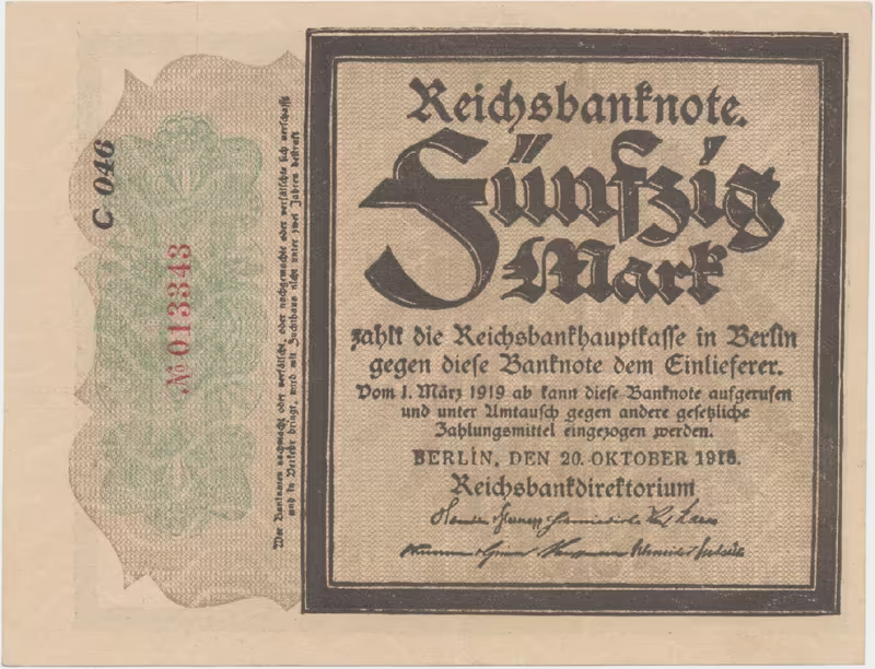 Německo, 50 Mark 1918, "TRAUERSCHEIN", Ro.56a