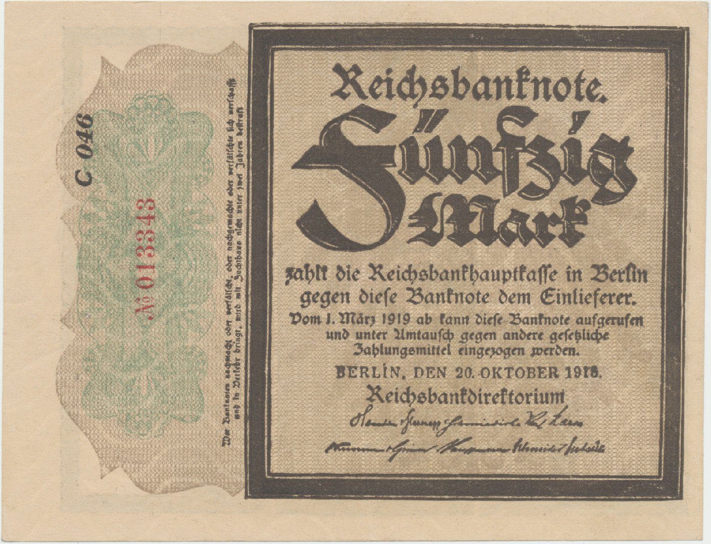 Německo, 50 Mark 1918, "TRAUERSCHEIN", Ro.56a