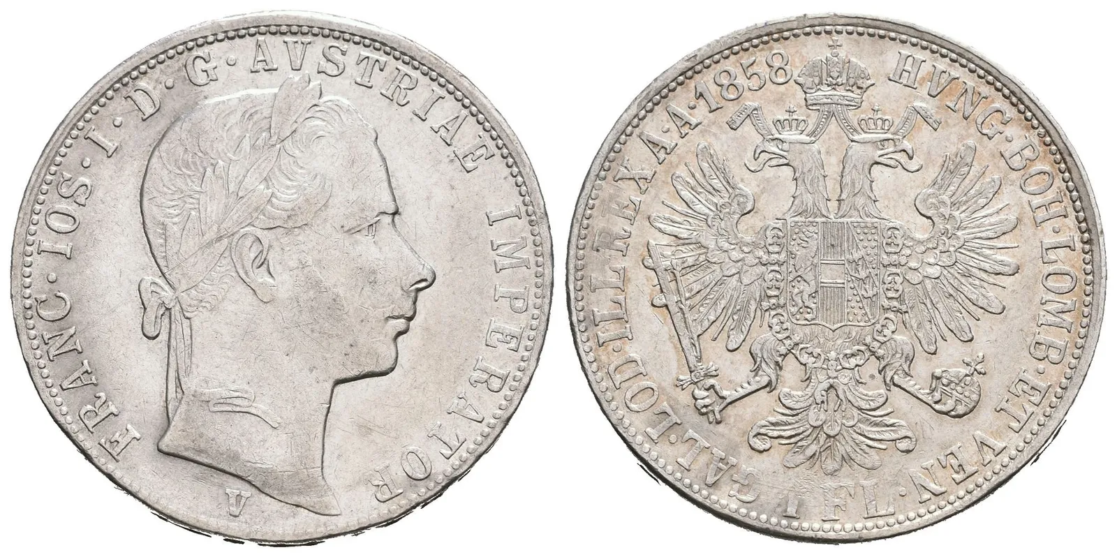 Zlatník 1858 V, zbytky lesku, patina, škr. a drobné hranky_R! — 1