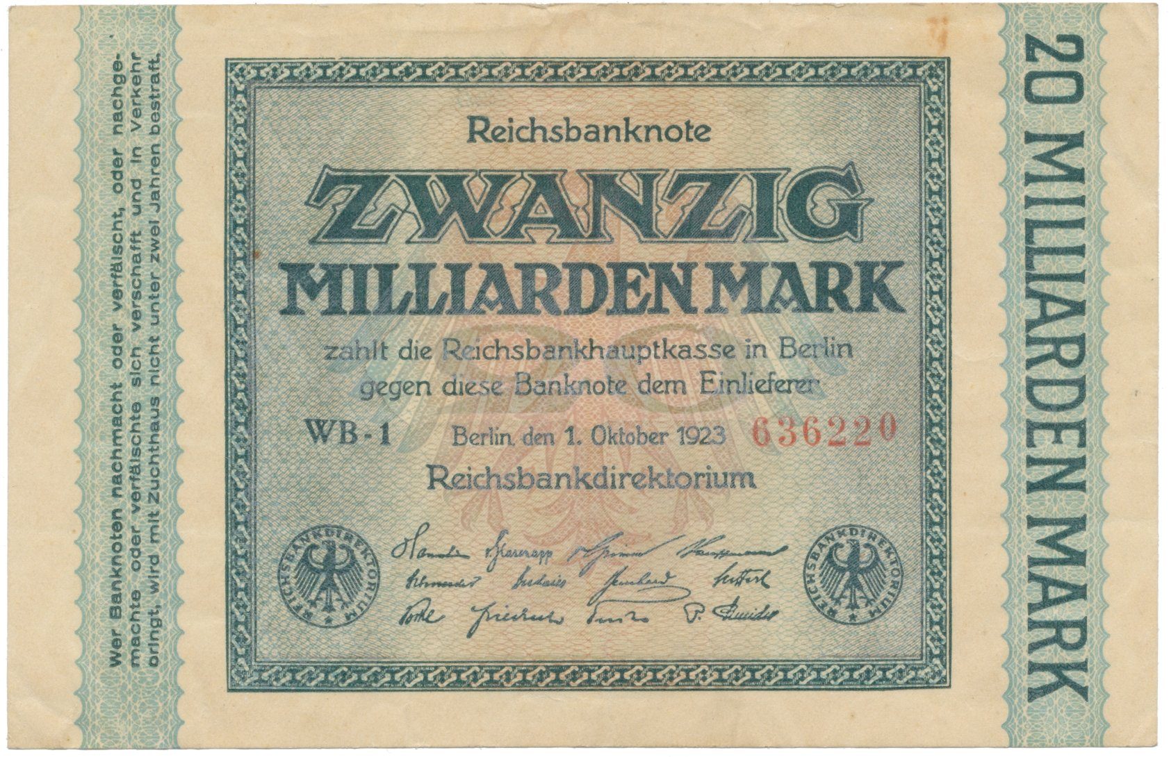 Německo, 20 Milliarden Mark 1923, Ro.115b